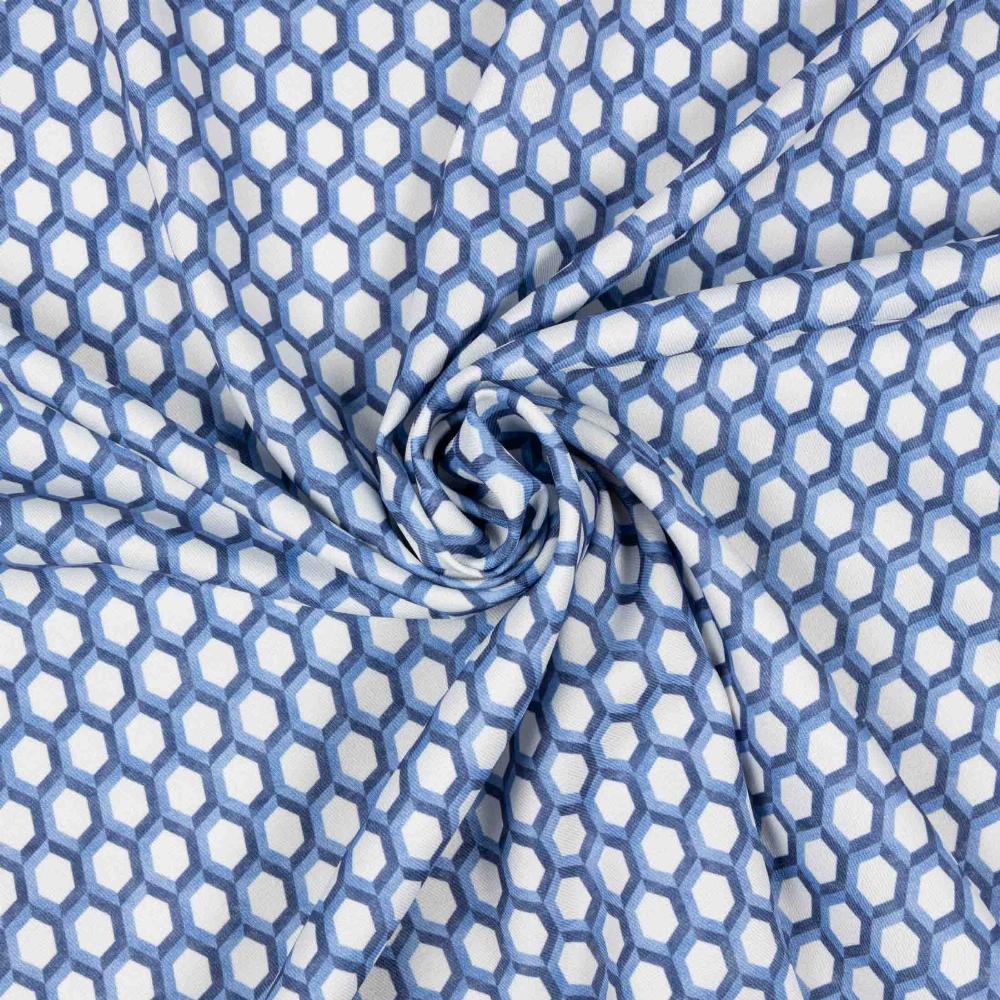 Bielástico geométrico D/7 azul - telas bielásticas estampadas en PUGUTEXTILE